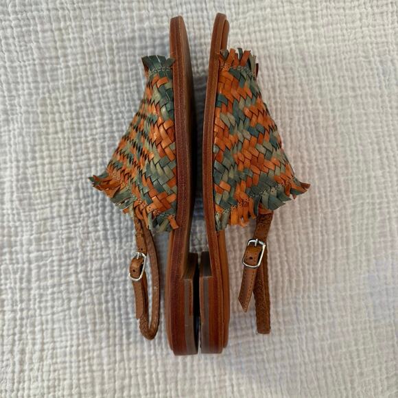 Allan K Sandals Size 39 Hope Multi Leather Woven Fringe Slingback Flats - Picture 3 of 11